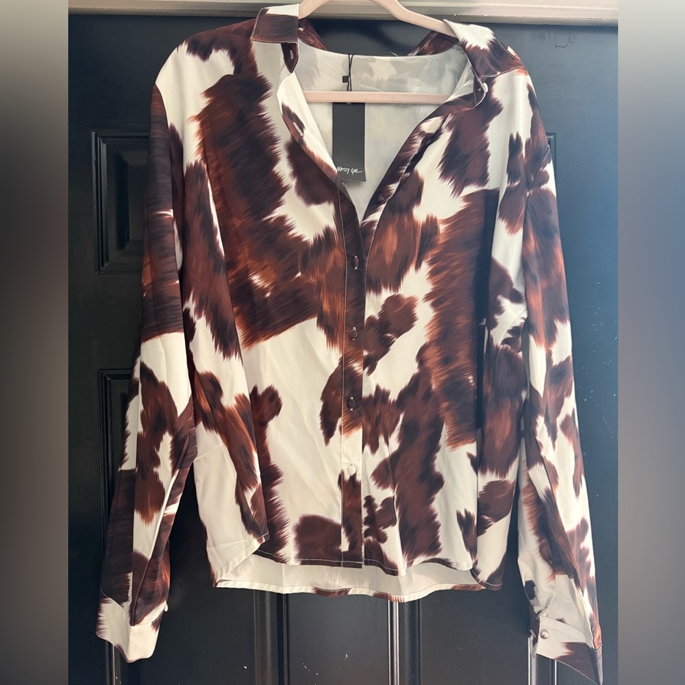 Nasty Gal cow print blouse